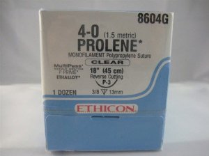 Suture with Needle Prolene™ Nonabsorbable Uncoated Clear Suture Monofilament Polypropylene Suture Size 4 - 0 18 Inch Suture 1-Needle 13 mm Length 3/8 Circle Precision Point - Reverse Cutting Needle by Ethicon - Suture  J & J Healthcare Systems  ID 8604G